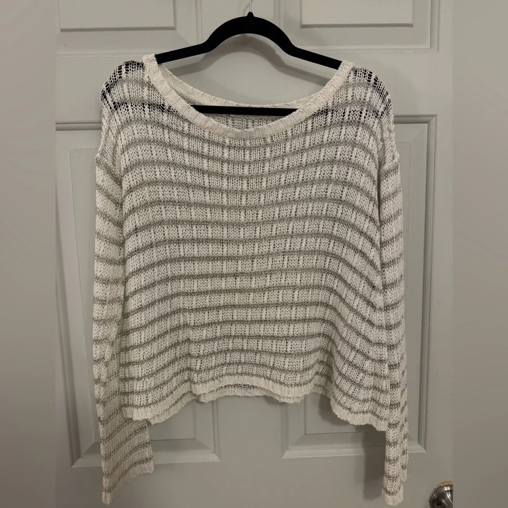 Alice + Olivia Designer Mesh Crew Neck Sweater size Large - Picture 1 of 11